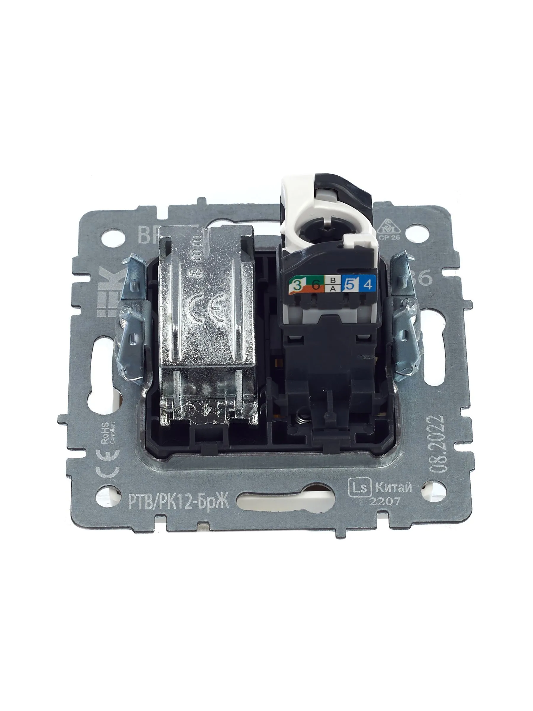 BRITE Розетка двойная TV+RJ45 кат.5E РТВ/РК12-БрЖ жемчуг IEK - Фото 3