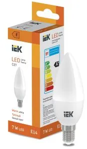 Лампа светодиодная "Свеча-C37" 7 Вт 600lm 3000K E14 IEK (ЭФ)