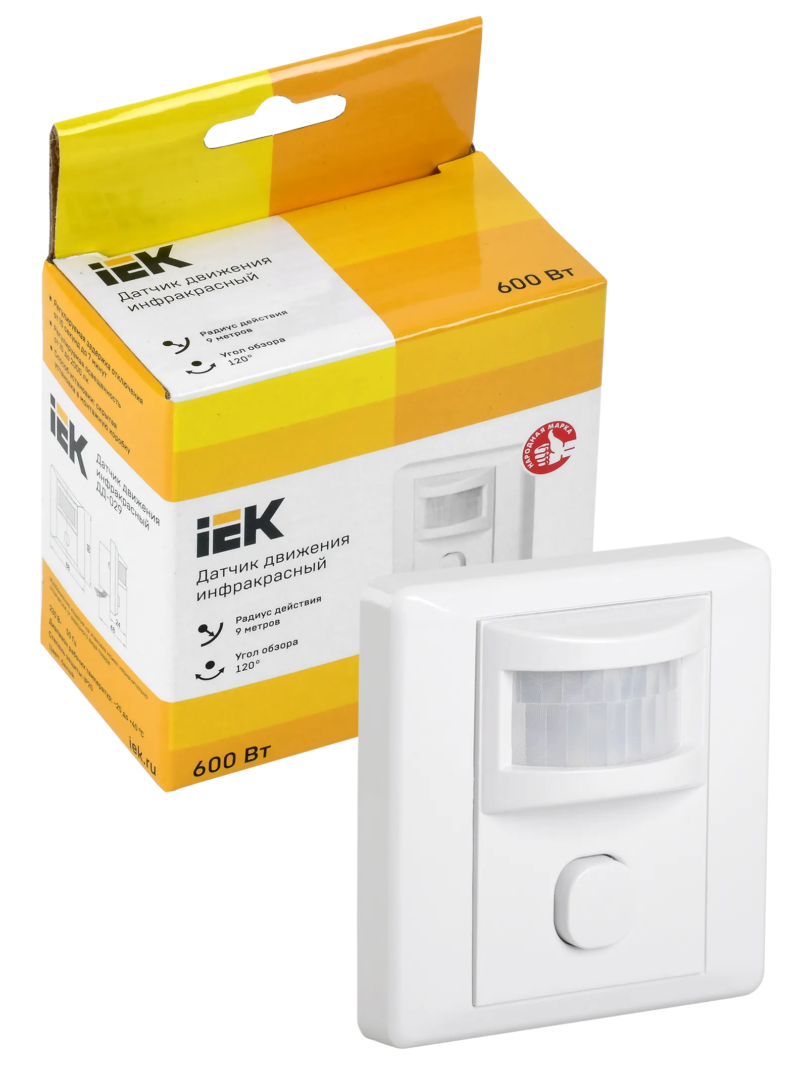 Датчик движения ДД-029 600Вт 120град 9м IP20 белый IEK - Фото 3