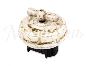 Выключатель ретро фарфоровый поворотный на два положения, для включения из 2-х мест (проходной, D70x GE70404-19k