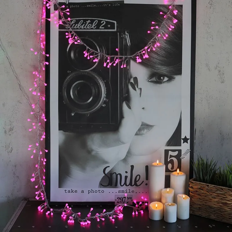 Гирлянда Мишура LED 3 м прозрачный ПВХ, 288 диодов, цвет розовый - Фото 2