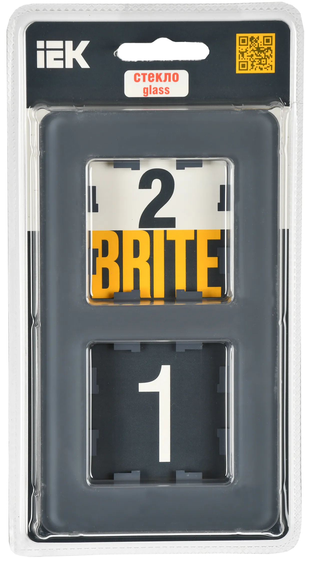 BRITE Рамка 2-местная РУ-2-2-Бр стекло графит RE IEK - Фото 2
