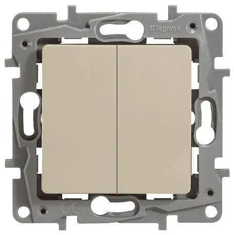 ETIKA Выключатель 2-клавишный схема 5 10АХ безвинтовые зажимы слоновая кость - Фото 2