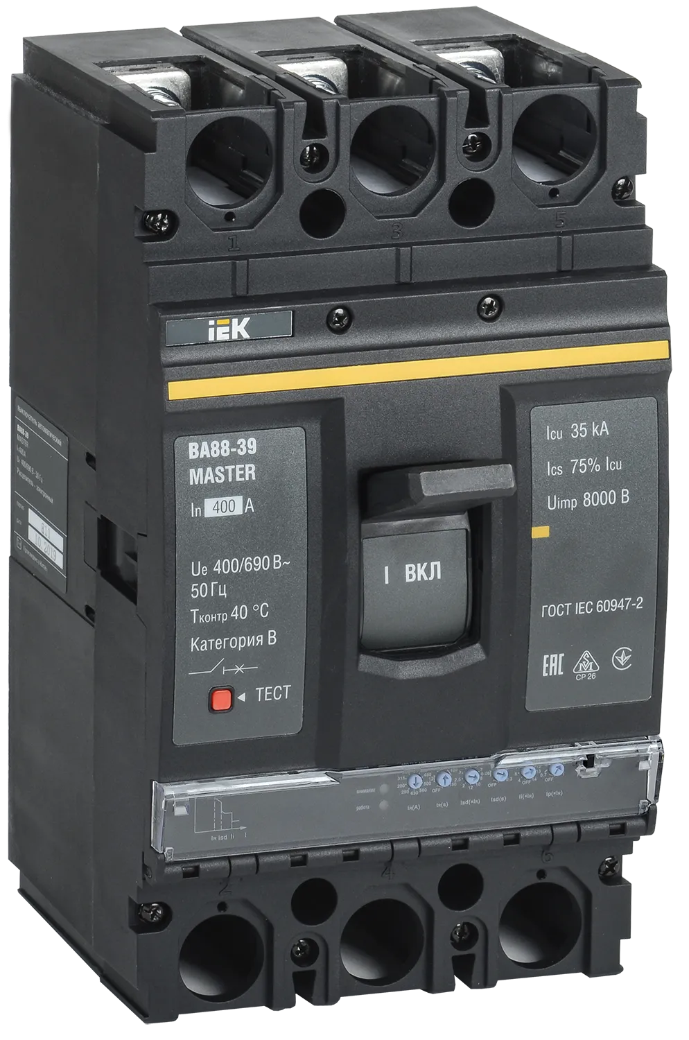 Выключатель автоматический ВА88-39 3Р 400А 35кА MASTER с электронным расцепителем IEK SVA71-3-0400-02