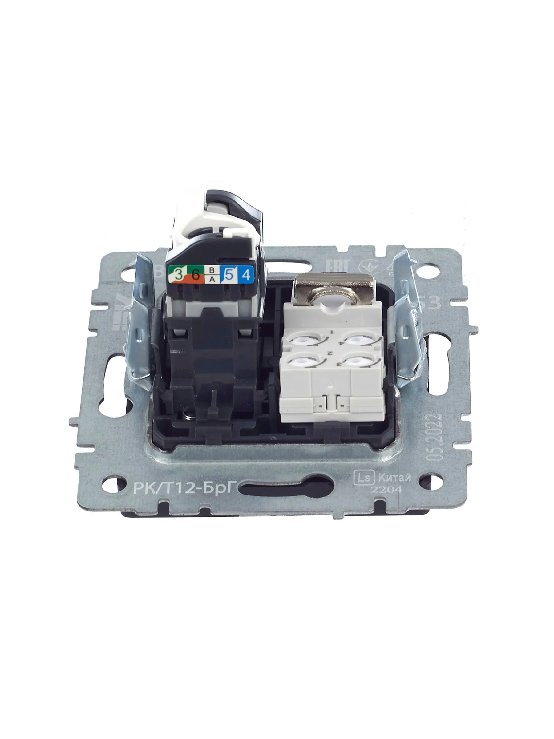 BRITE Розетка двойная RJ11+RJ45 кат.5E РК/Т12-БрГ графит IEK - Фото 5