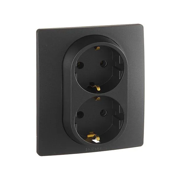 Etika - Розетка 2x2P+E нем. стд. (антрацит)