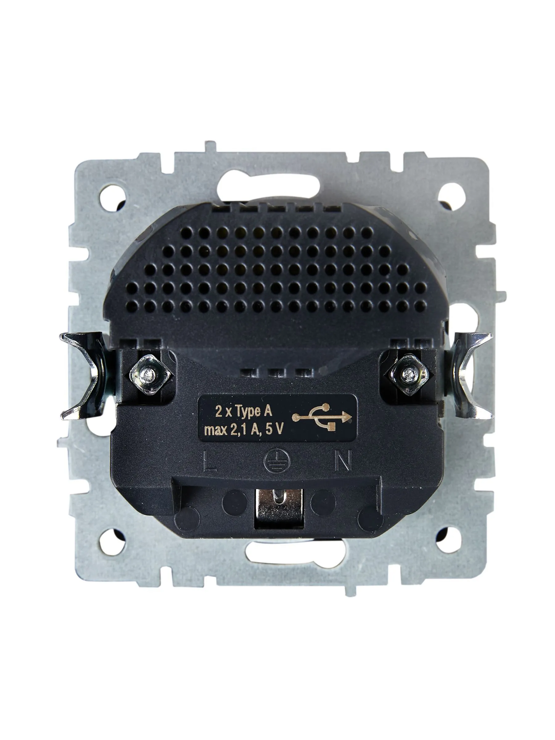 BRITE Розетка 1-местная с заземлением с защитными шторками 16А с USB A+A 5В 2,1А РЮш10-1-БрШ шампань IEK - Фото 3