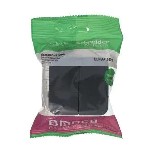 Выключатель 2-кл. ОП Blanca 10А IP20 (сх. 5) 250В с изолир. пластиной антрацит SE BLNVA105016 1210624
