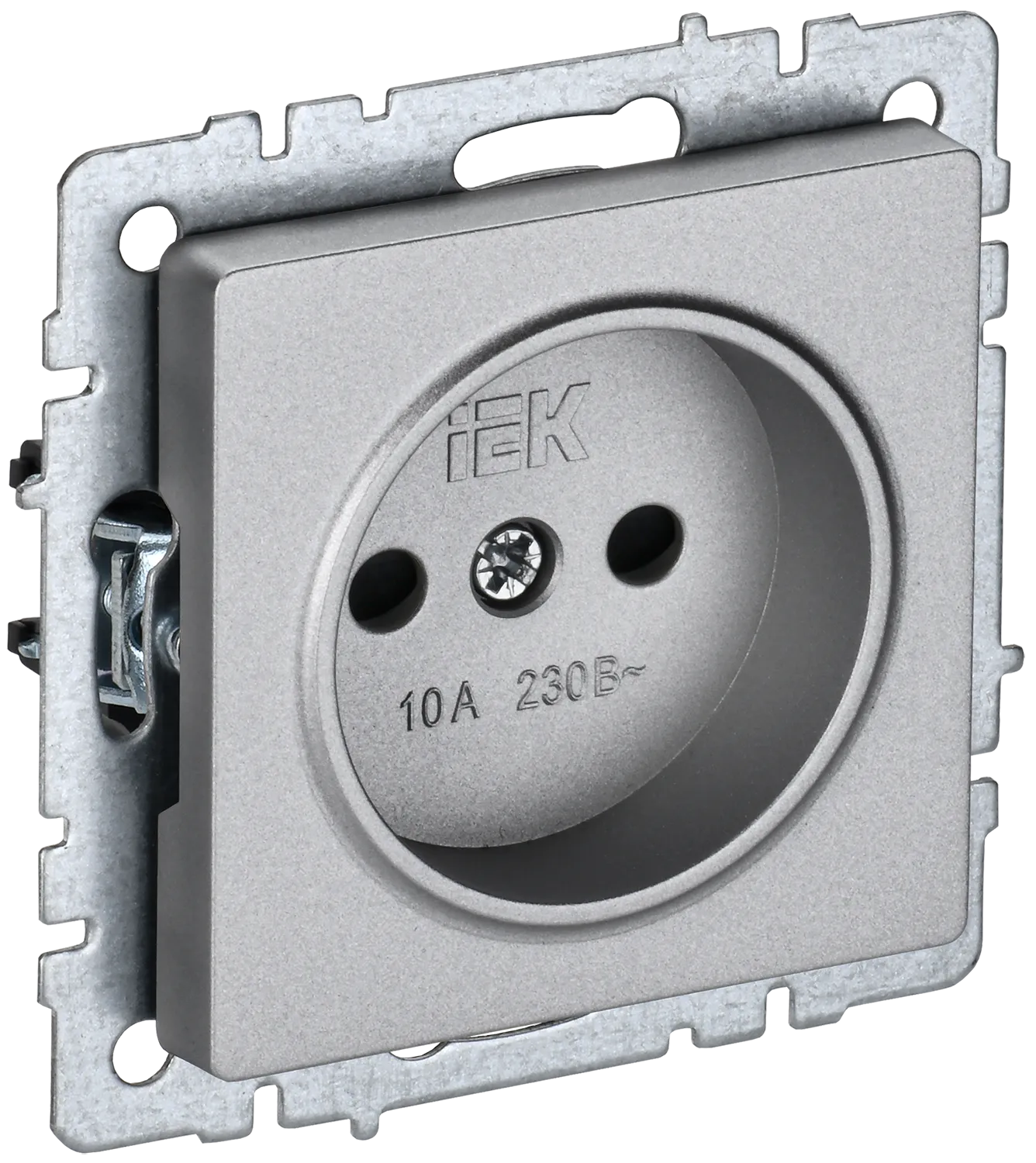 BRITE Розетка 1-местная без заземления с защитными шторками 10А РСш10-2-БрА алюминий IEK