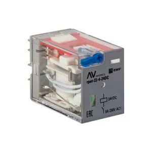 Реле промежуточное с кнопкой и мех. Индикацией RPAt 22/4 5A 24В DC EKF 