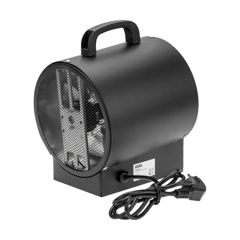 Пушка тепловая электрическая, круглая, прямоугольная подставка, ТЭН, 2кВт REXANT - Фото 2