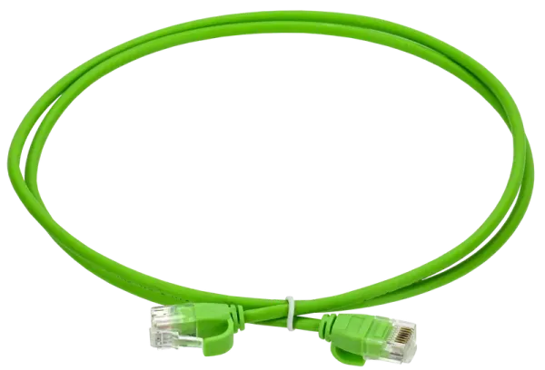 ITK Коммутационный шнур кат.6 UTP LSZH 0,5м slim колпачок с язычком зеленый