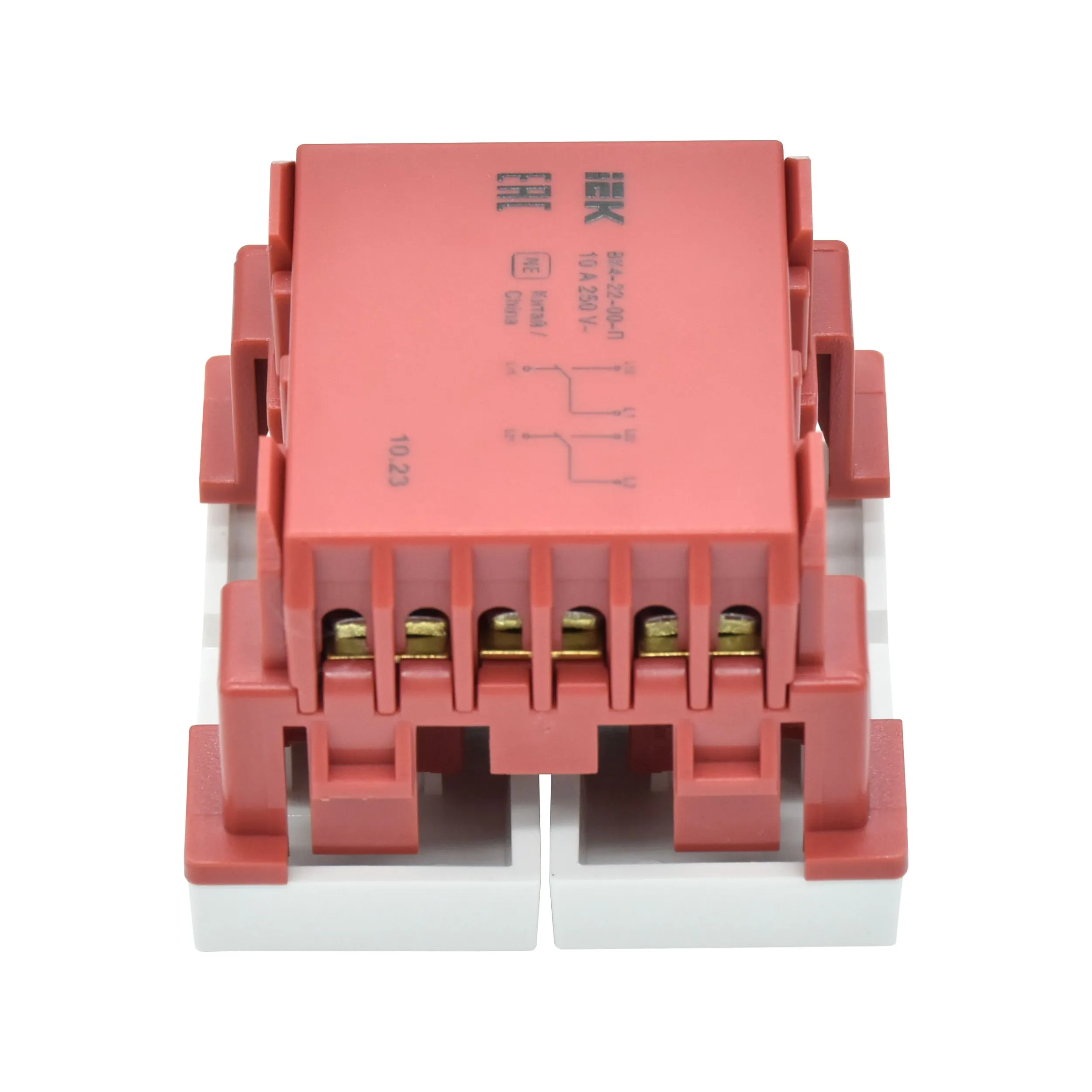 Выключатель проходной (переключатель) двухклавишный ВК4-22-00-П (на 2 модуля) ПРАЙМЕР белый IEK - Фото 5
