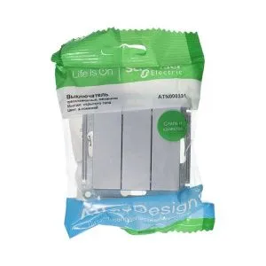Выключатель 3-кл. СП AtlasDesign 10А IP20 (сх. 1+1+1) 10AX механизм алюм. SE ATN000331 1240234
