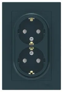 Розетка 2-м СП AtlasDesign 16А IP20 с заземл. защ. шторки в сборе изумруд SE ATN000826 1240447