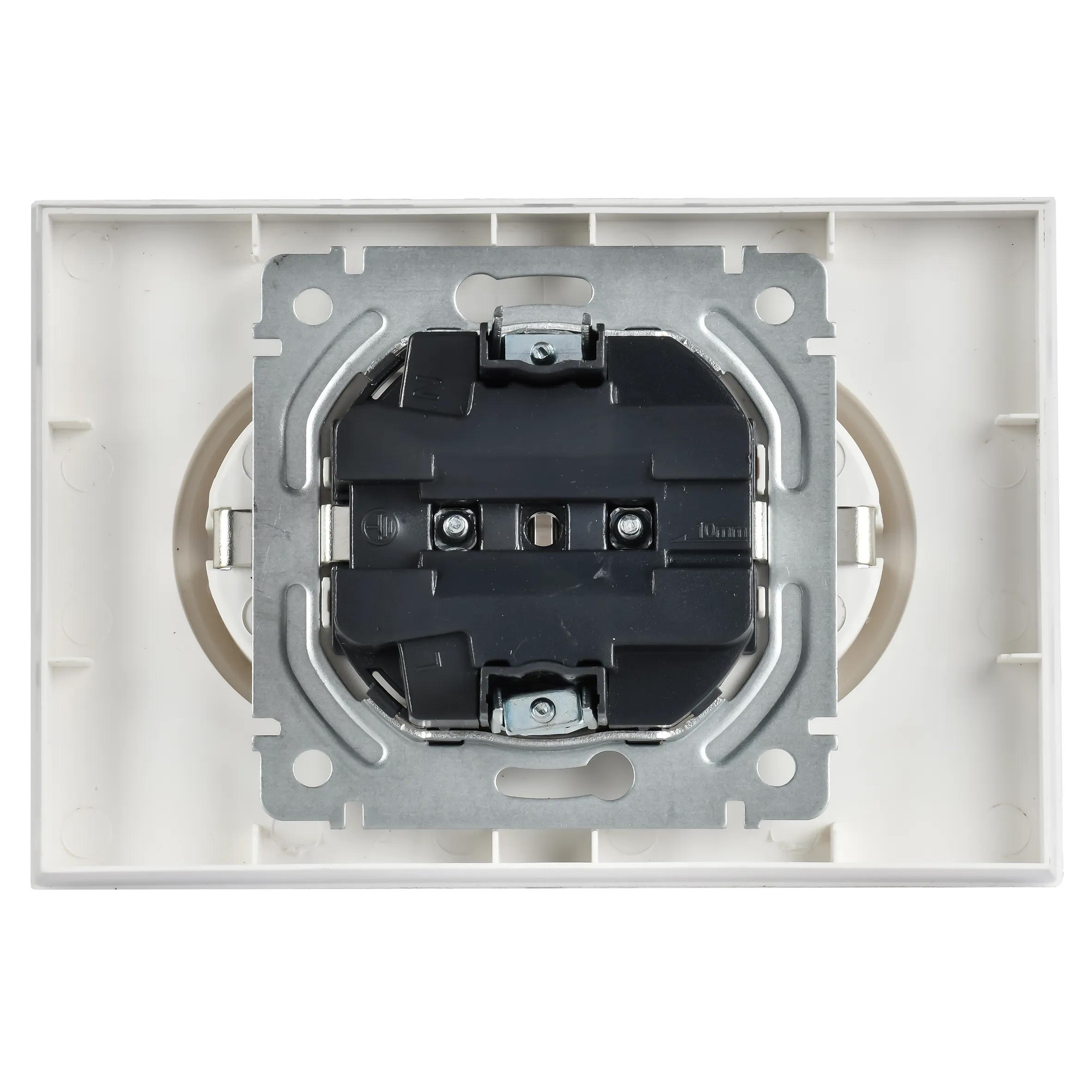 BRITE Розетка 2-местная с заземлением с защитными шторками 16А в сборе РСш12-3-БрАБ арктический белый IEK - Фото 3
