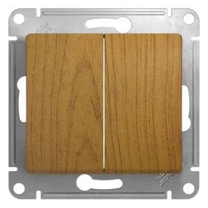 Переключатель проходной 2-кл. СП Glossa 10А IP20 (сх. 6/2) 10AX механизм дерево дуб SE GSL000565 288566
