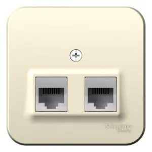 Розетка компьютерная + телефонная 2-м ОП Blanca RJ45 кат.5E + RJ11 с изолир. пластиной молочн. SE BLNIA045112 1210525