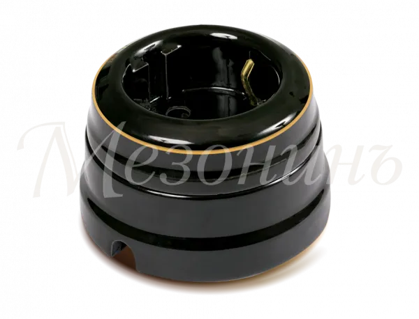 Розетка ретро фарфоровая двухполюсная с з/к,  в комплекте с подъемной рамкой 16А 250В, цвет -  золот