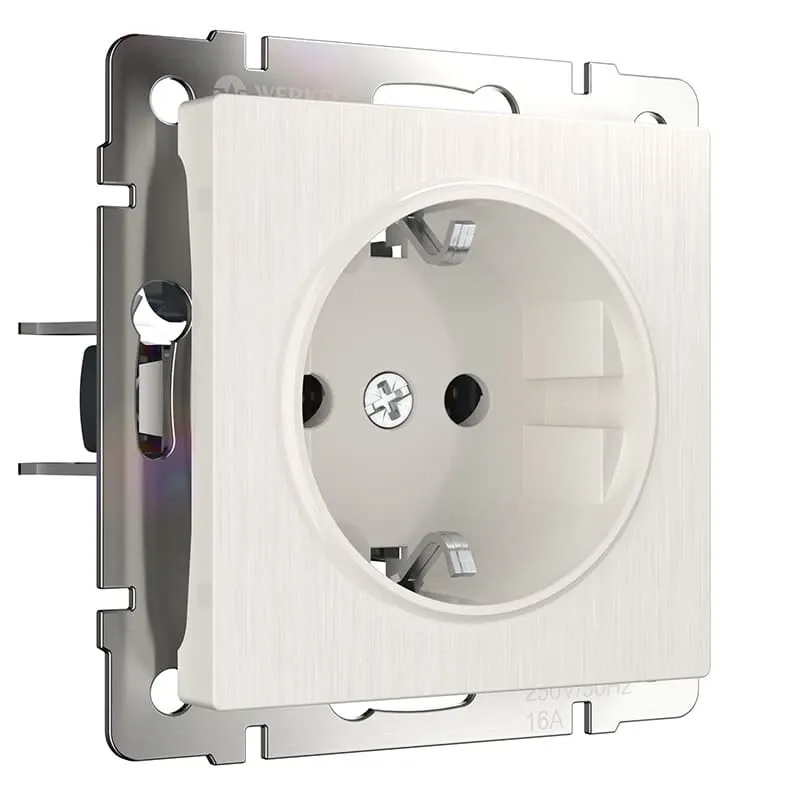 Розетка с заземлением и шторками (перламутровый рифленый) Werkel