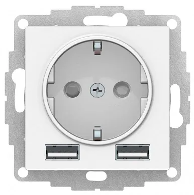 Розетка AtlasDesign 16А с 2-мя заряд. устройствами USB тип A+A 5В/2.4А 2х5В/1.2А механизм лотос SE ATN001330 1739924