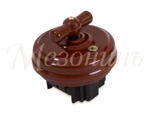 Выключатель ретро фарфоровый поворотный на 2 полож, проходн (D70x35,10А, 250В, IP20, без подъ GE70404-04k