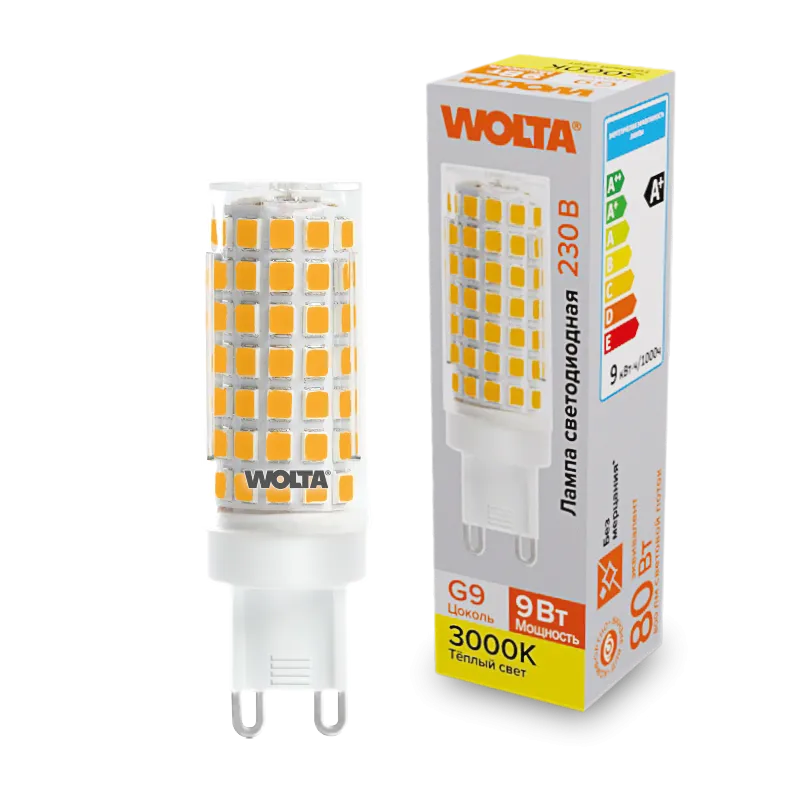 Светодиодная лампа WOLTA WSTD-JCD-9W3KG9-C 9Вт 3000K G9