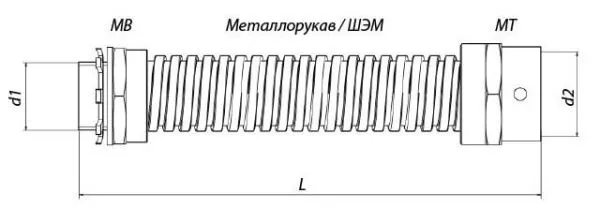 Гибкий ввод К 1081 (G3/4"-20-27) У2 ГОФРОМАТИК (ЗЭТАРУС) - Фото 2