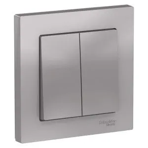 Выключатель 2-кл. СП AtlasDesign 10А IP20 (сх. 5) 10AX в сборе алюм. SE ATN000352 1240247