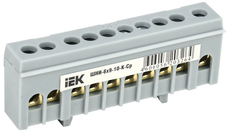 Шина L "фаза" в корпусном изоляторе на DIN-рейку ШНИ-6х9-10-К-Ср IEK