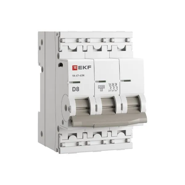 Авт. выкл. 3P 8А (D) 4,5kA ВА 47-63N EKF PROxima M634308D