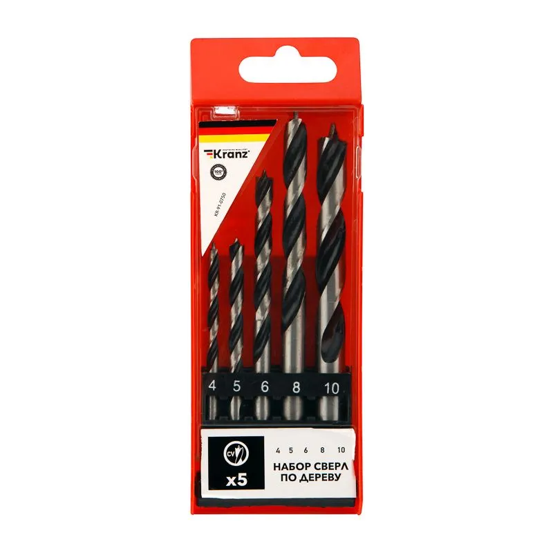 Набор сверл по дереву 4-10 мм, 5 шт. Kranz - Фото 4