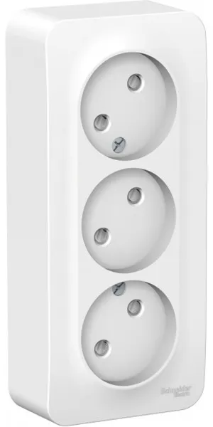 Розетка 3-м ОП Blanca 16А IP20 250В без заземл. защ. шторки с изолир. пластиной бел. SE BLNRA001311 - Фото 3