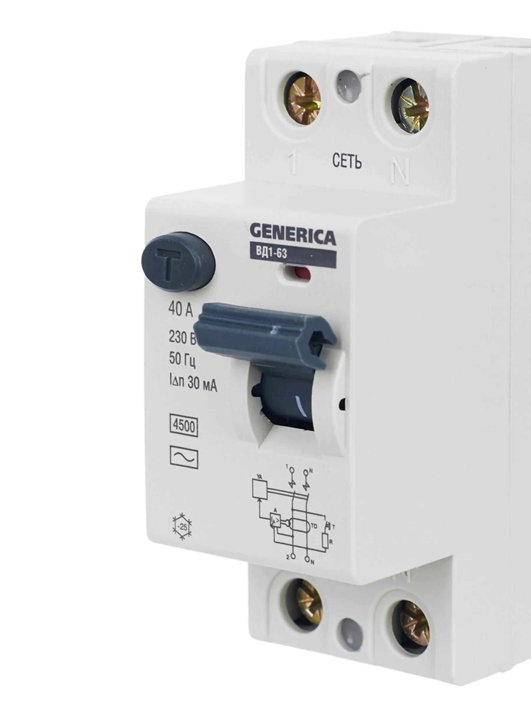 Выключатель дифференциальный (УЗО) ВД1-63 2Р 40А 30мА GENERICA - Фото 11