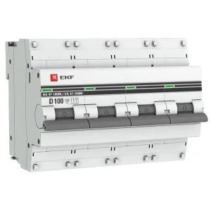 Авт. выкл. 4P 100А (D) 10kA ВА 47-100M без тепл. расцепит. EKF PROxima mcb47100m-4-100D-pro