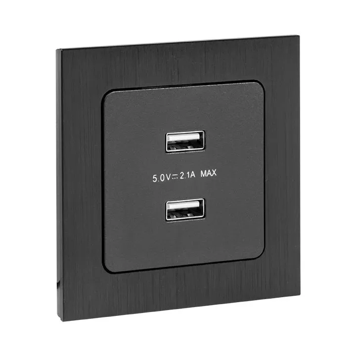 Стокгольм Механизм Розетки USB 2-местной 2,1А винтовые клеммы черный EKF для освещения - Фото 4
