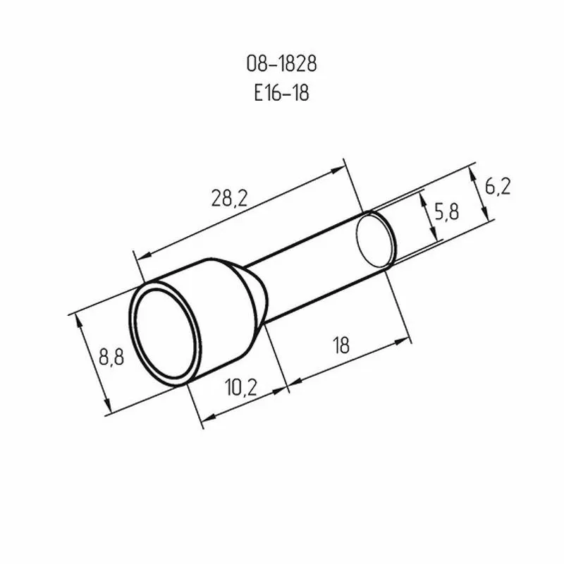 Наконечник штыревой втулочный изолированный F-18 мм 16 мм² (НШВи 16-18) слоновая кость REXANT - Фото 2