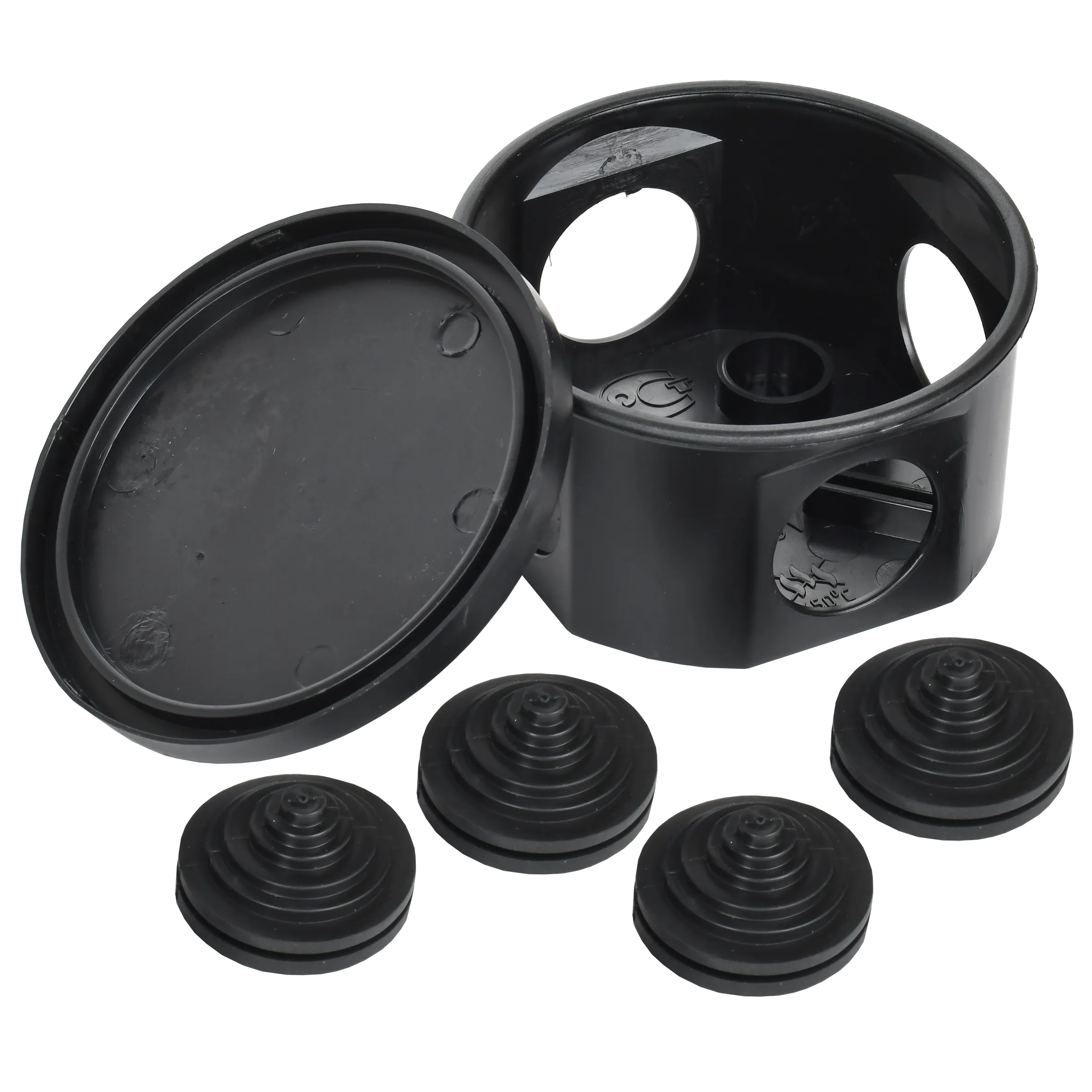 Коробка распаячная КМ41237 для открытой проводки с защелкивающейся крышкой безгалогенная (HF) D=75х40мм IP44 4 гермовводов черная (RAL 9005) IEK - Фото 5