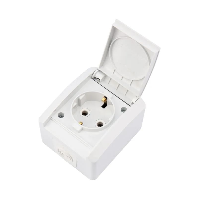 Розетка одноместная INDUSTRIAL IP54 с/з, о/у, белая KRANZ - Фото 2