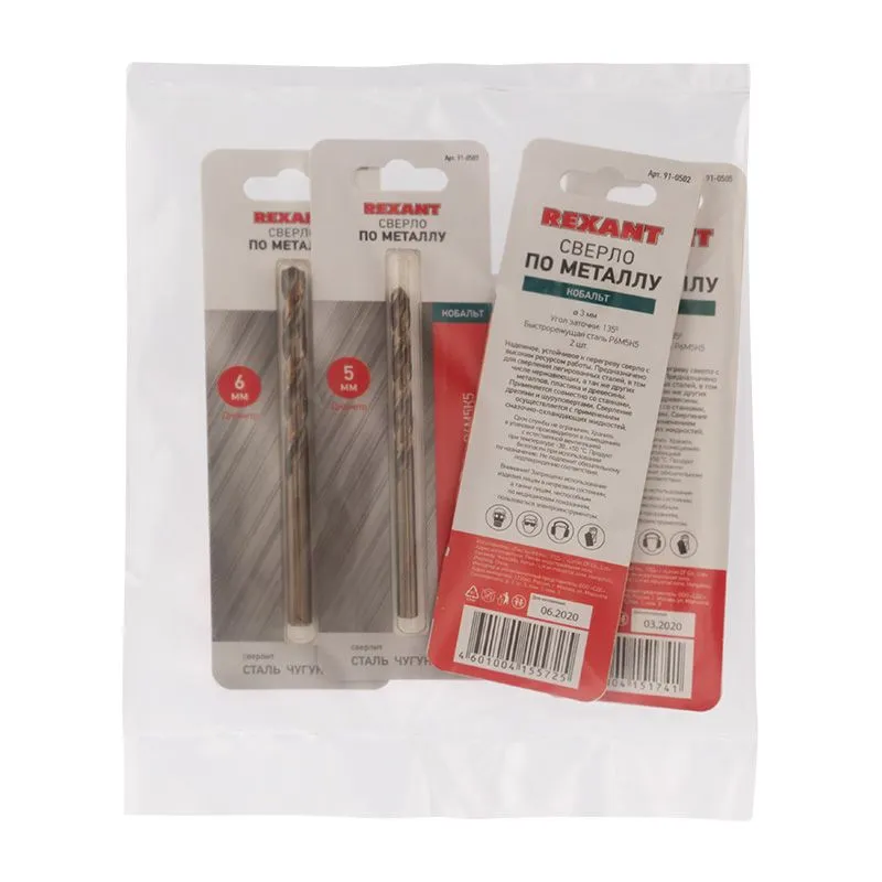 Набор сверл по металлу Токарь Mini (P6M5K5) диаметр 3-4-5-6мм (4 шт) REXANT - Фото 2