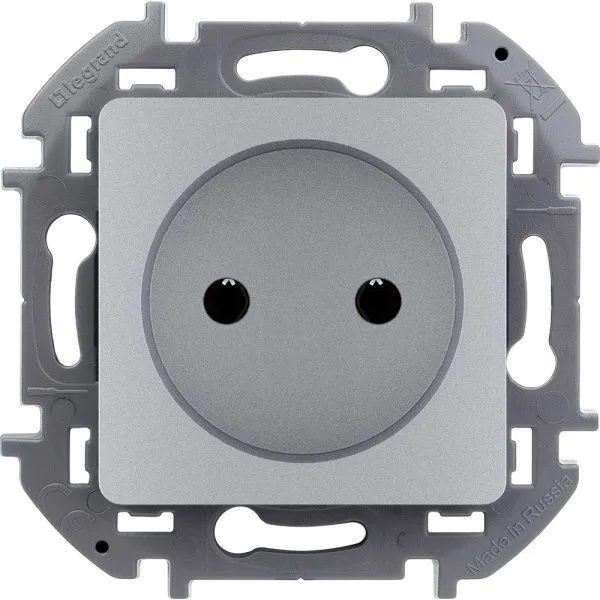 INSPIRIA Розетка 1-местная без заземления без защитных шторок 16А алюминий