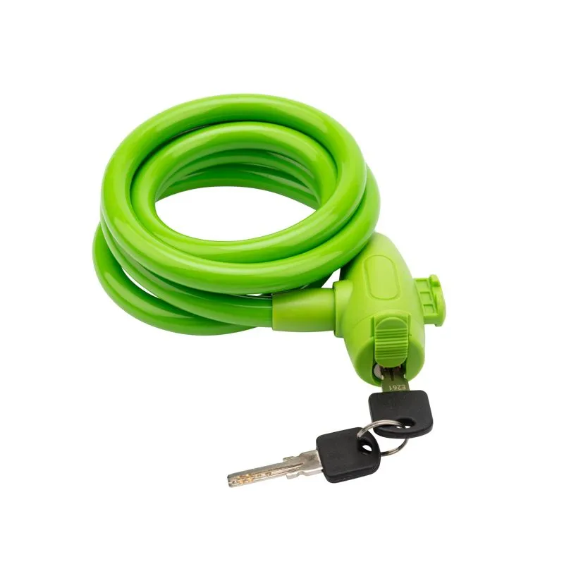 Тросовый замок взломостойкий для велосипедов и колясок с ключом 150 см зеленый - Фото 2