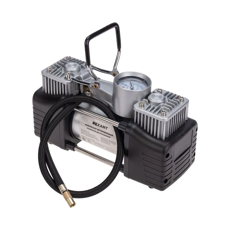 Компрессор автомобильный усиленный двухпоршневой (60л/мин, 10 АТМ) REXANT - Фото 5
