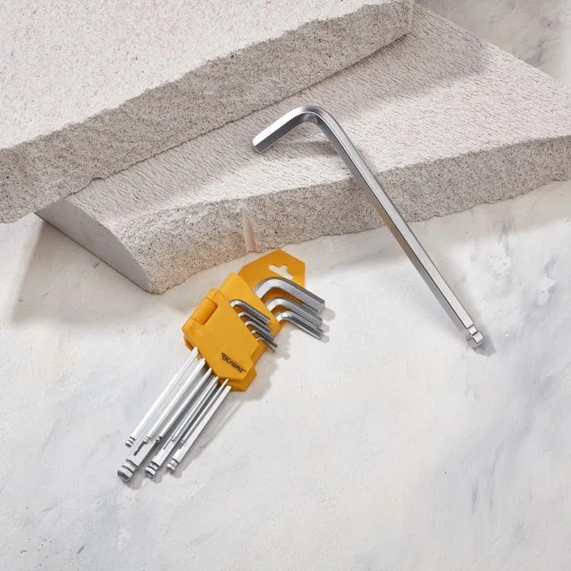 Набор ключей имбусовых HEX KRANZ 1,5-10 мм, CrV, 9 шт., удлиненные, с шаром - Фото 2