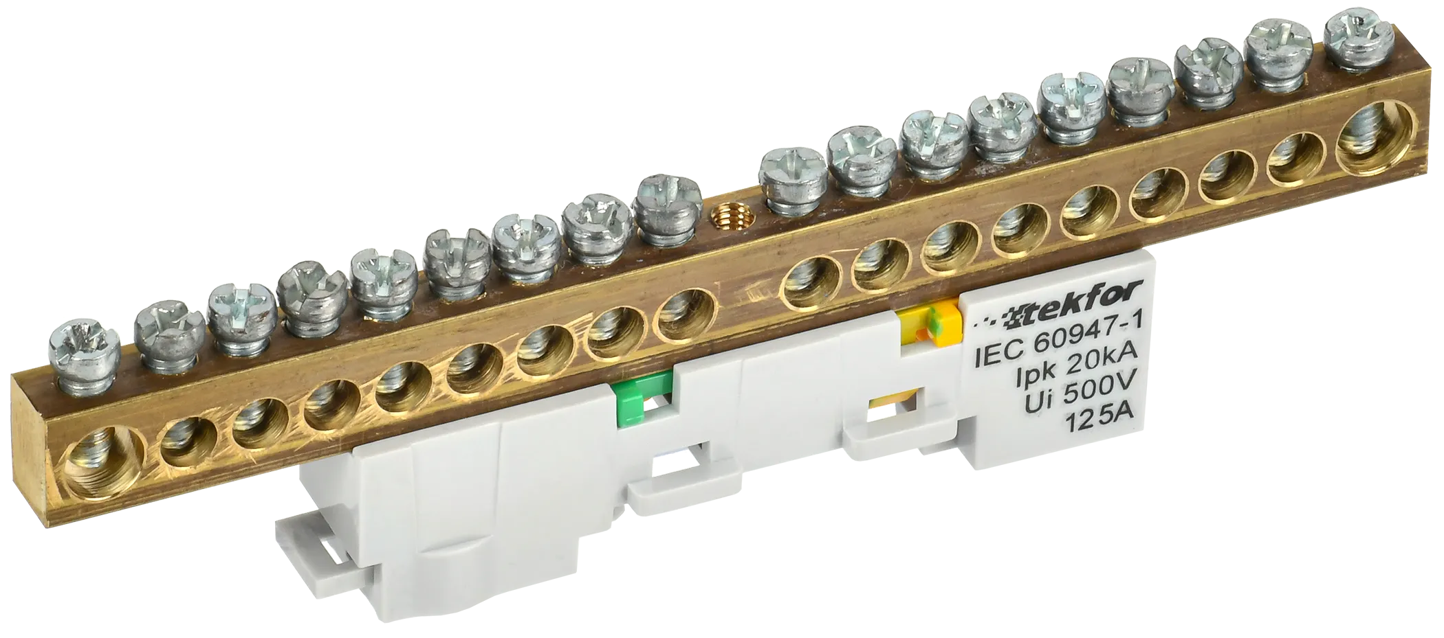 TEKFOR Шина PE "земля" неизолированная на универсальном держателе 8х12-18-Ж IEK TF-NN20-18-DL-K05