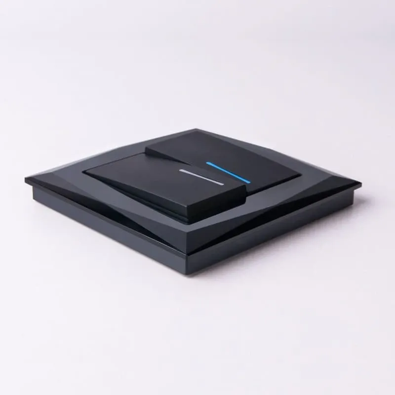 Выключатель двухклавишный с подсветкой (черный матовый) Werkel - Фото 3