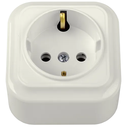 Розетка штепсельная для открытой установки с заземляющим контактом РА16-0102