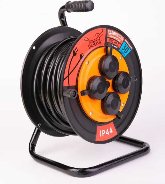 Удлинитель УКП-44 (катушка пластик) ПВС 3*1,5 (16А) 4гн 30м IP44 DEKRON