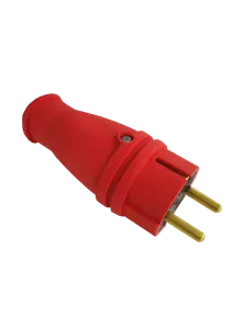 Вилка переносная прямая каучук В 16-001 (красный) с заземлением ВЭТП0012