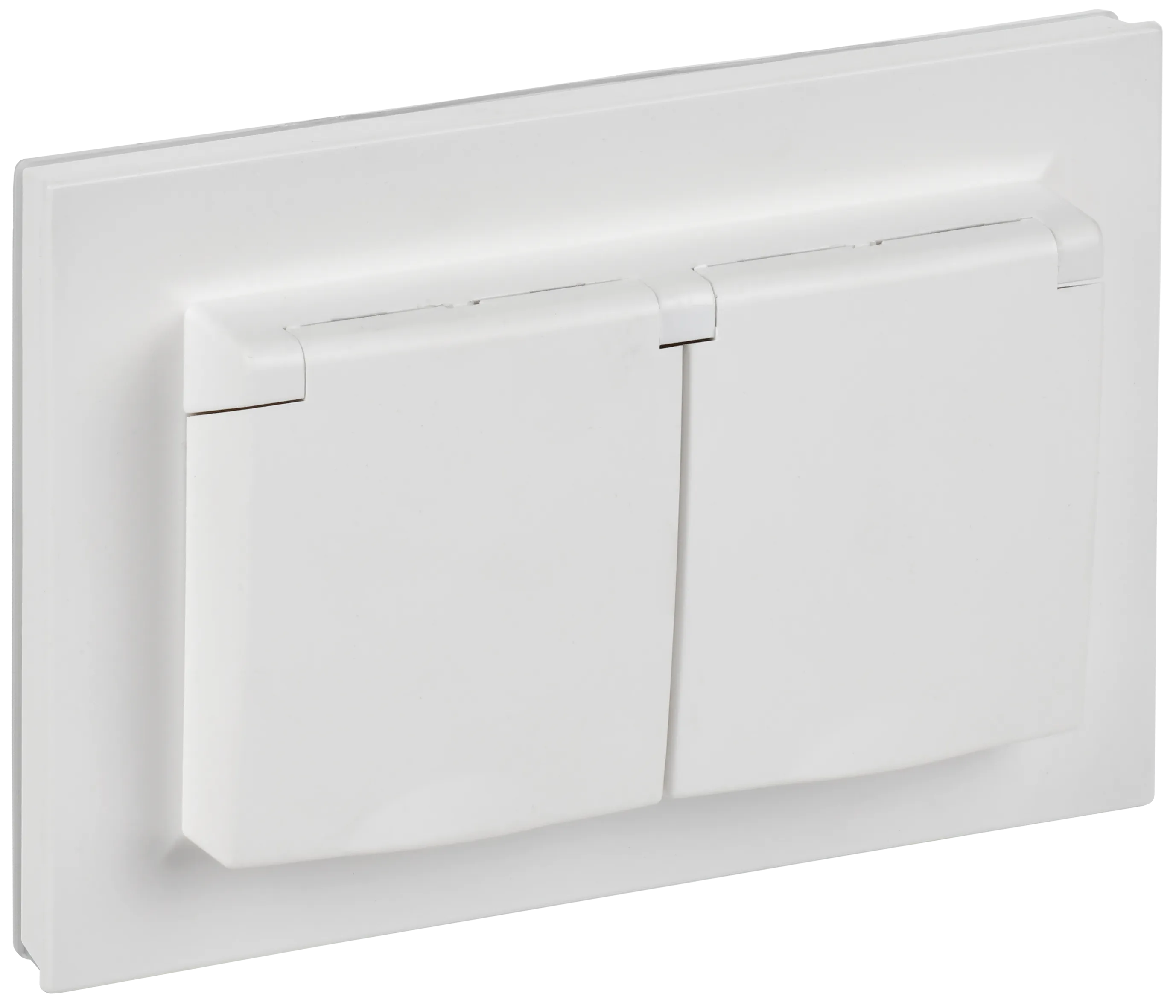 BRITE Розетка 2-местная с заземлением с защитными шторками и крышкой 16А в сборе IP44 РСбш12-3-44-БрАБ арктический белый IEK BR-R26-16-44-K91-F